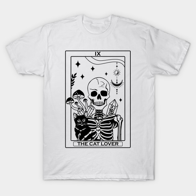 "The Cat Lover" Skeleton Tarot Card T-Shirt by FlawlessSeams